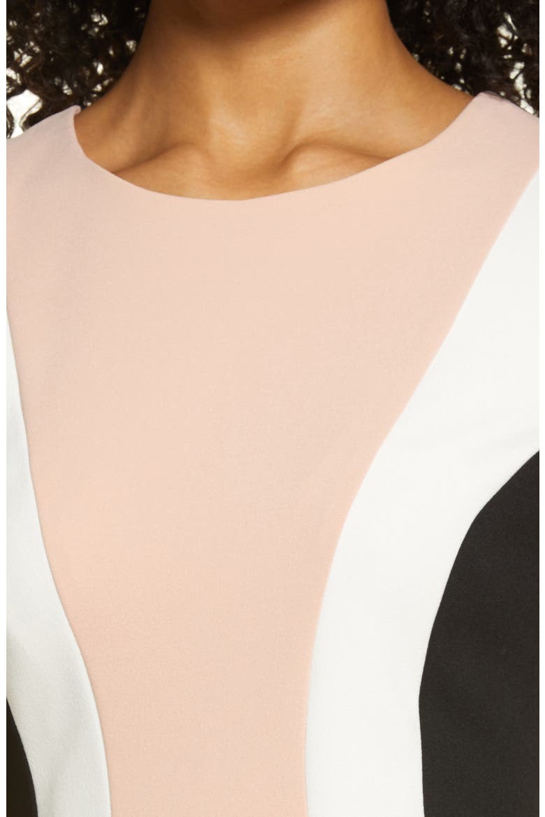 Colorblock Short Sleeve Dress, Alternate, color, CAMEO/ IVORY