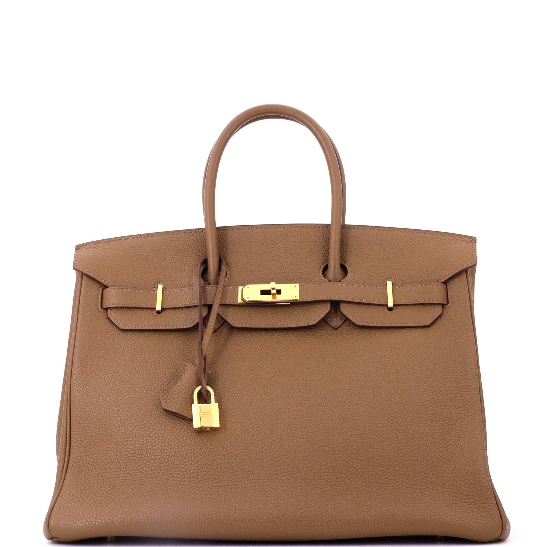 Pre-Owned Hermes Birkin Handbag Brown Togo with Gold Hardware 35, Main, color, Alezan