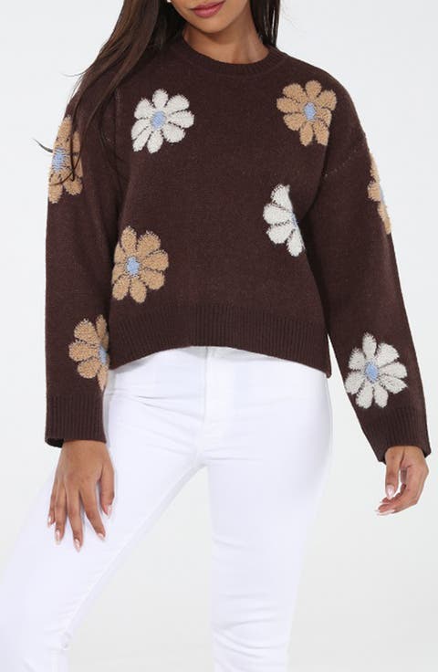 Floral Appliqué Sweater
