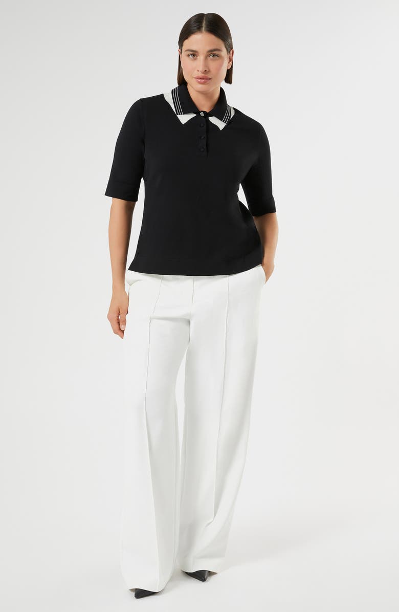Marina Rinaldi Finito Polo Sweater, Alternate, color, Black