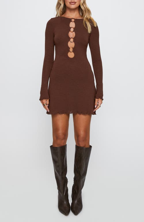 Princess Polly Dejonge Ring Detail Long Sleeve Minidress In Black