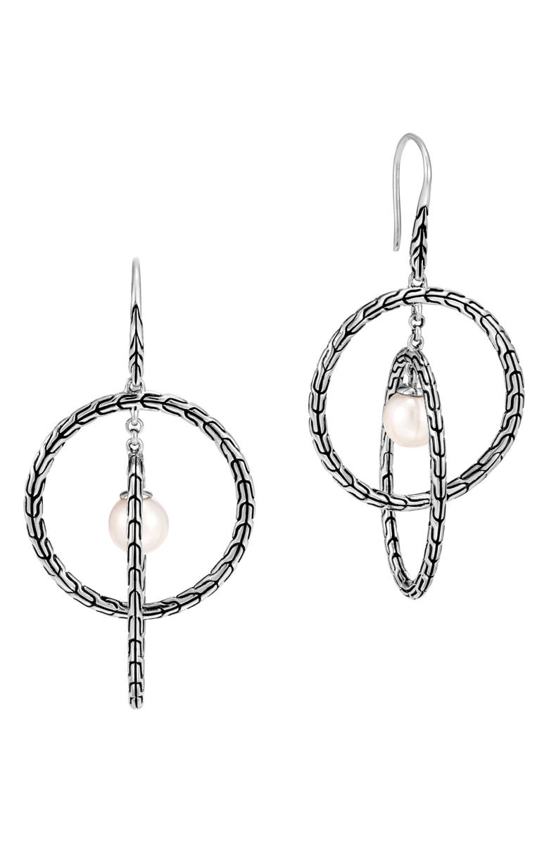John Hardy Classic Chain Silver Orbital Drop Earrings, Main, color,