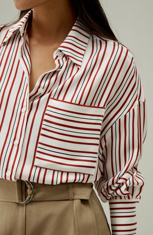 Lilysilk Oversized Striped Silk-twill Shirt In Munich Stripe