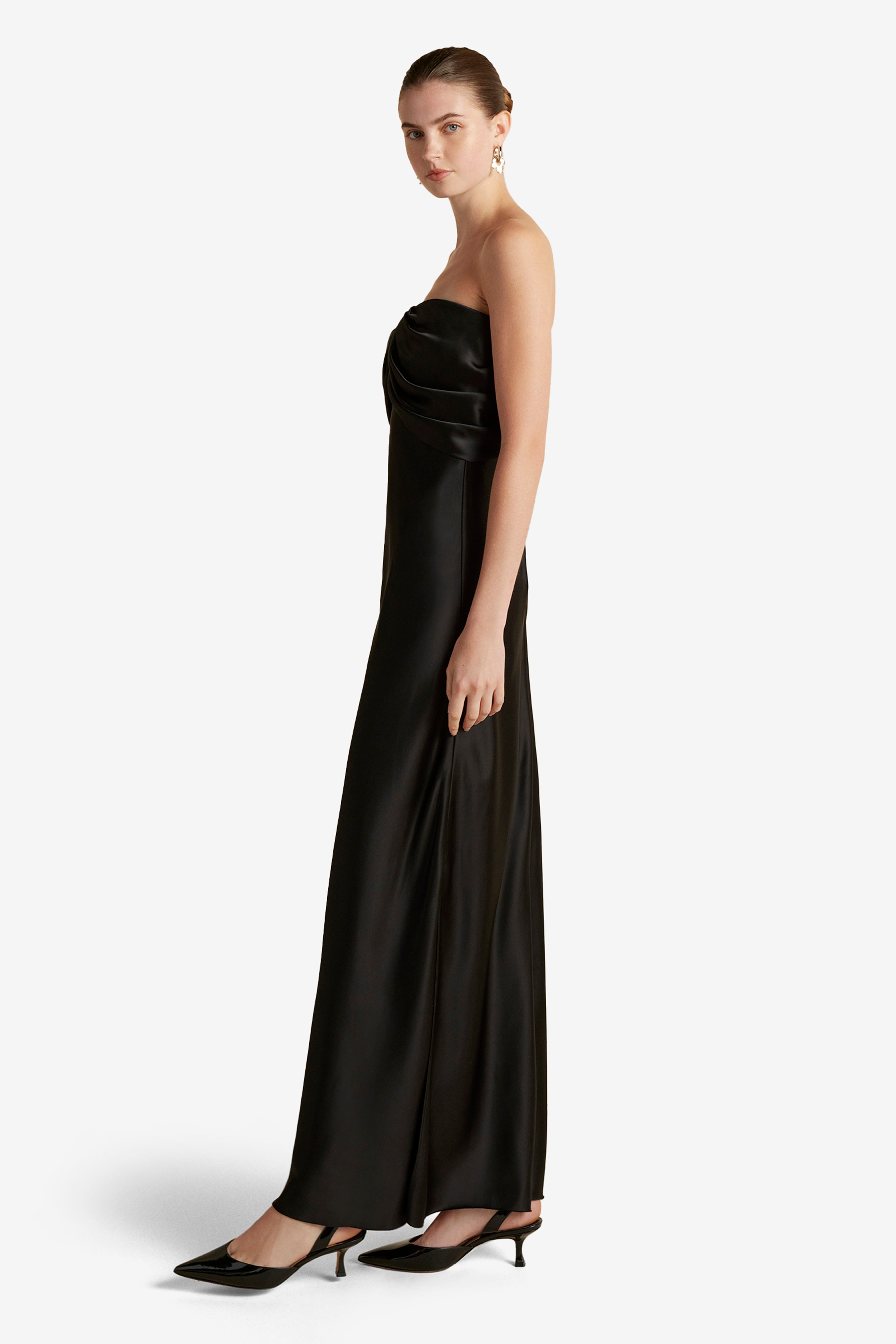 Satin Draped Bustier Dress - image 2