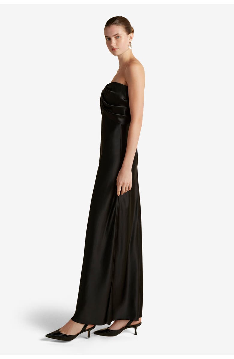 Marina Moscone Satin Draped Bustier Dress, Alternate, color, Black
