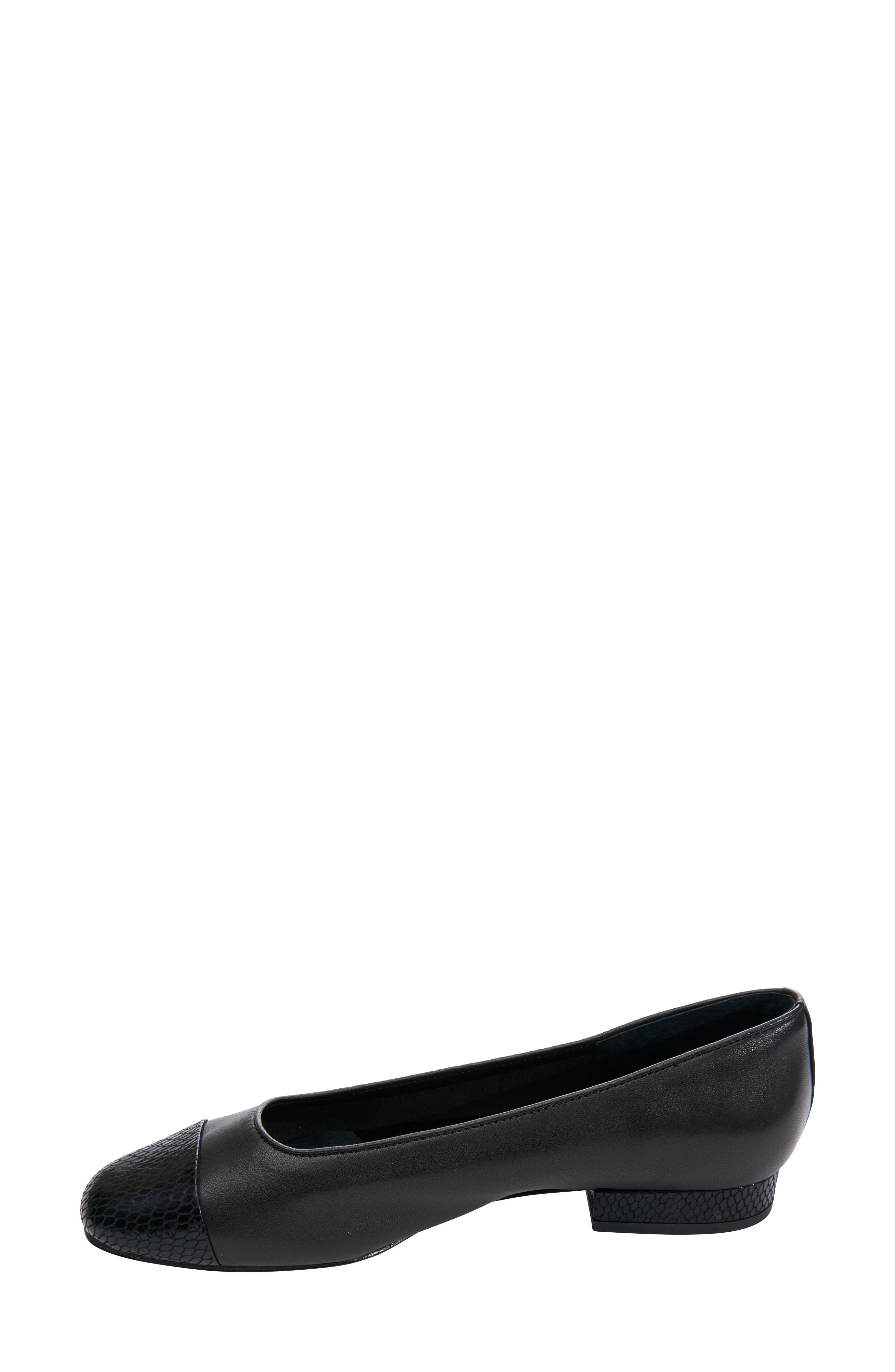 VANELi Cap Toe Flat, Alternate, color, Black Leather