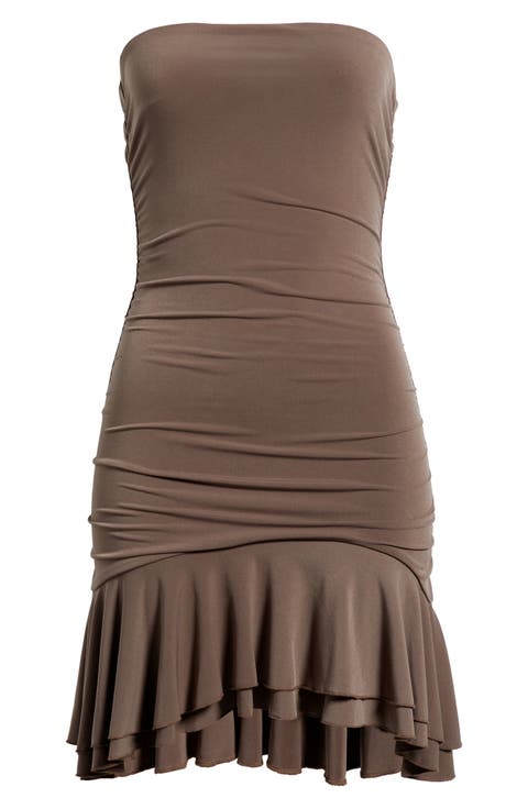 Strapless Drop Waist Minidress
