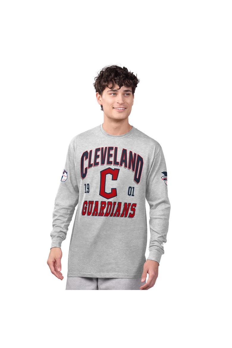 Men's Starter  Heather Gray/Navy Cleveland Guardians Two-Pack Long Sleeve & Short Sleeve T-Shirt Set, Alternate, color, Navy