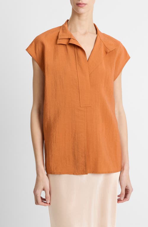 Vince Cap-sleeve Blouse In Dusk Ember