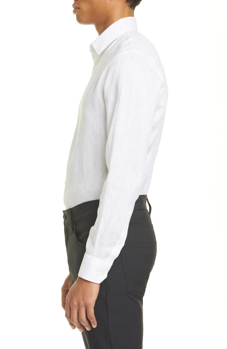 Giorgio Armani Slim Fit Long Sleeve Linen Button-Up Shirt, Alternate, color, 