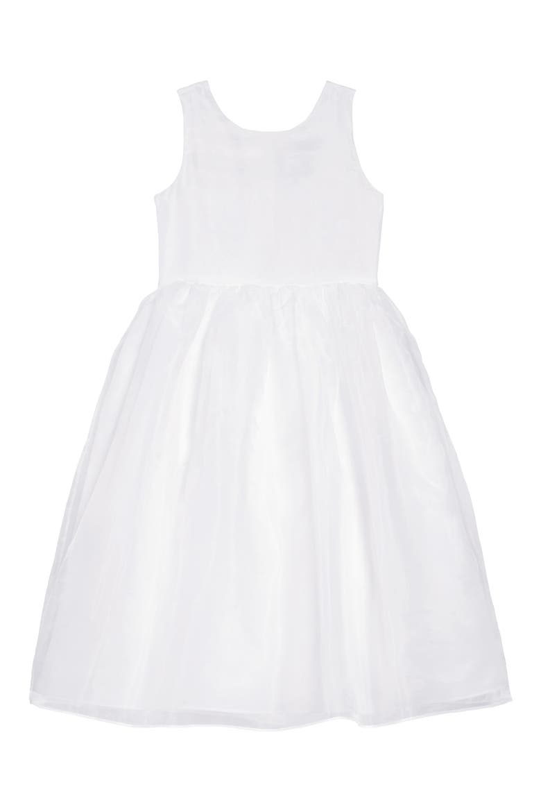 Sleeveless Organza Dress, Main, color, WHITE