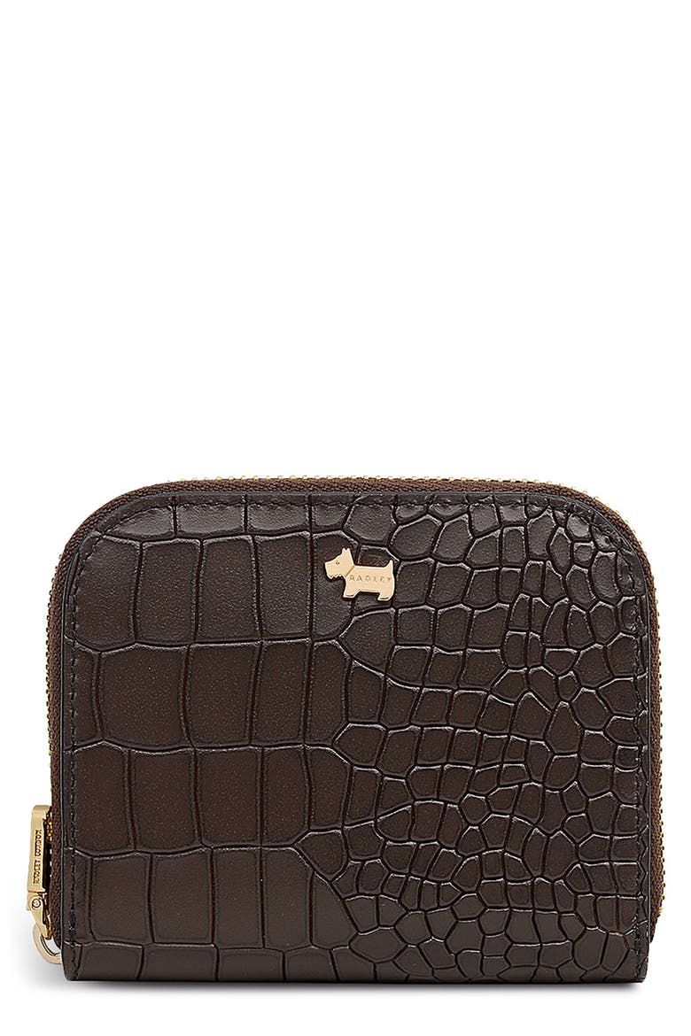 Percy Grove Croc Embossed Leather Wallet, Main, color, DARK OAK
