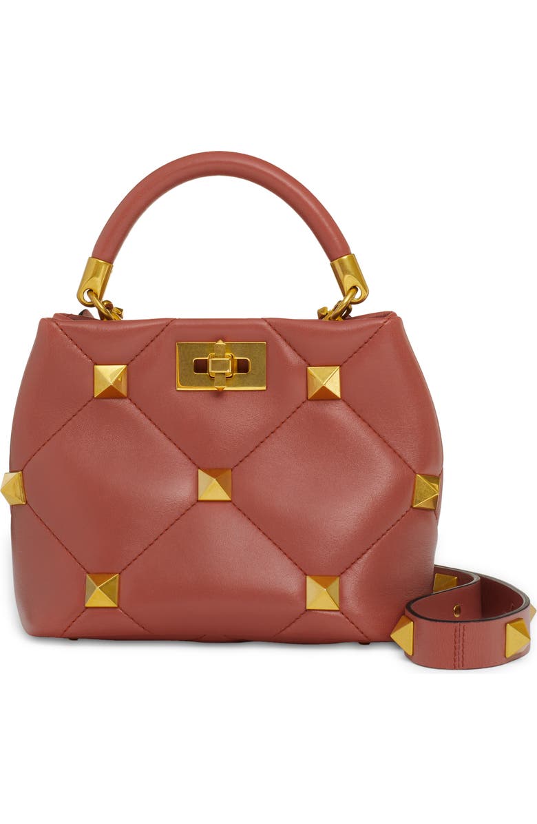 Valentino Garavani Roman Stud Quilted Leather Top Handle Bag, Main, color,