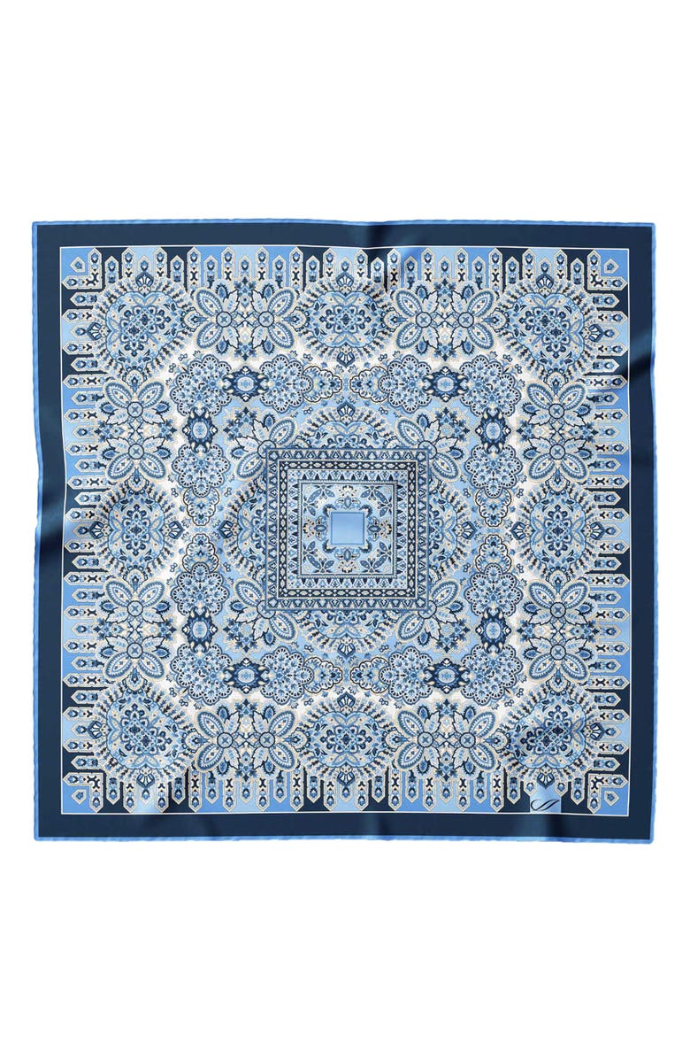 Elizabetta Messina - Hand Rolled Silk Neckerchief for Men, Main, color, Azure