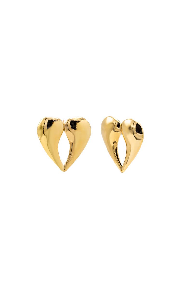 BY ADINA EDEN Solid Double Teardrop Heart Shape Stud Earring, Main, color, 