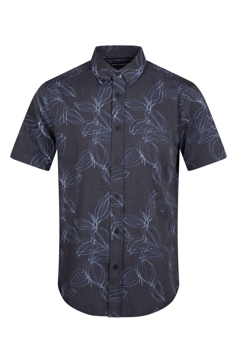 Report Collection Floral Short Sleeve Seersucker Button-Up Shirt, Alternate, color, Navy