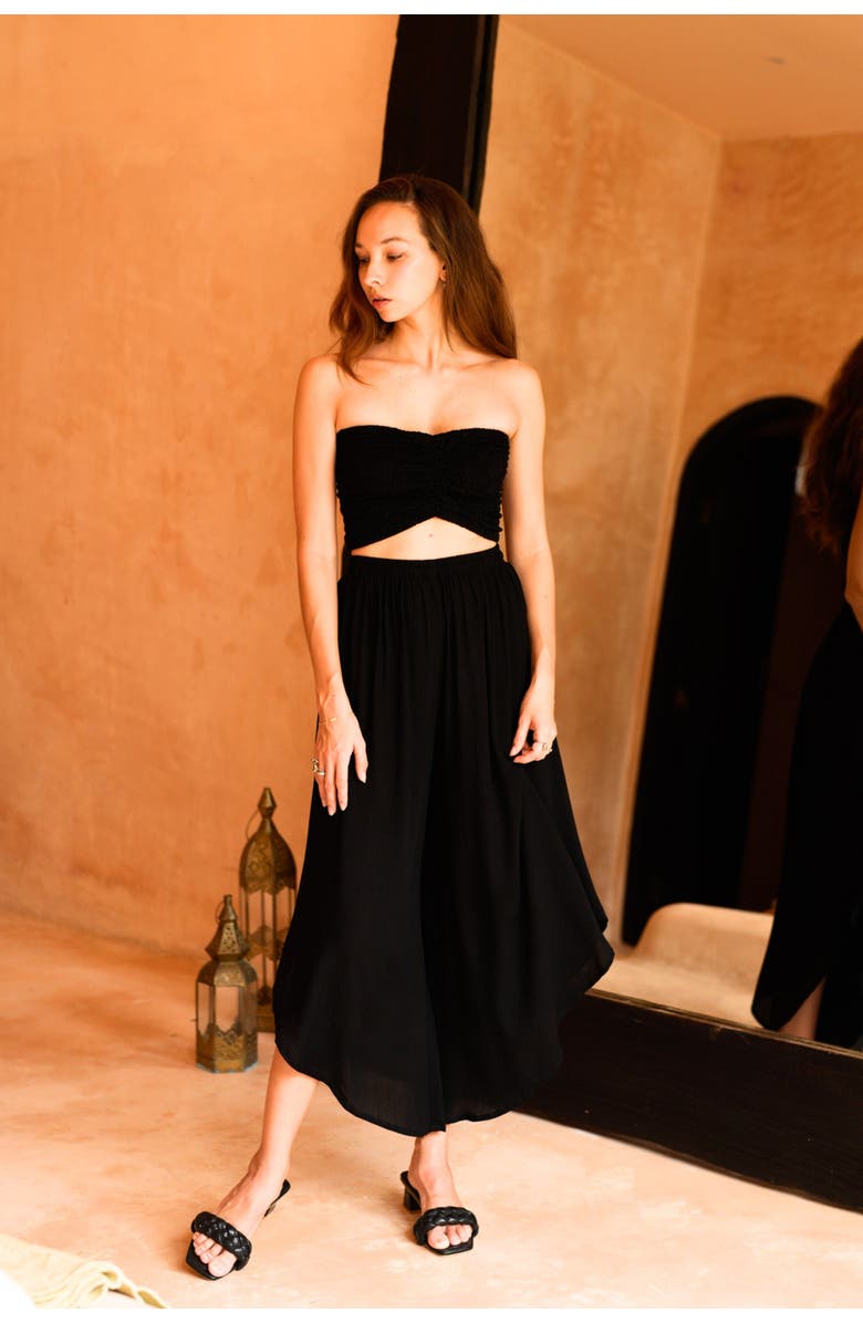 PINK HALEY Winona Smocked Tube Top & Asymmetrical Pants Set, Alternate, color, Black