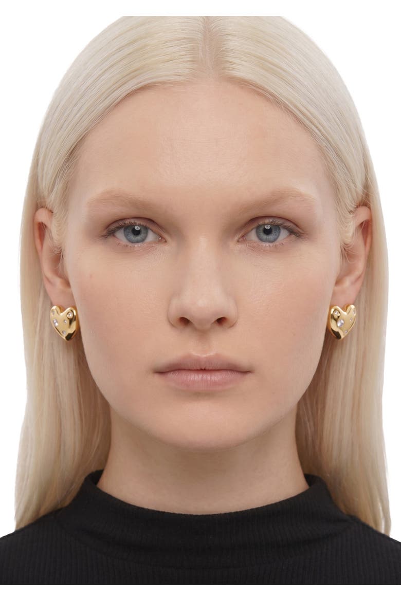 Mira Pave Heart Studs, Alternate, color, Gold