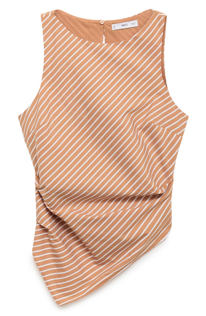 MANGO Asymmetric Stripe Sleeveless Top, Alternate, color, Brown