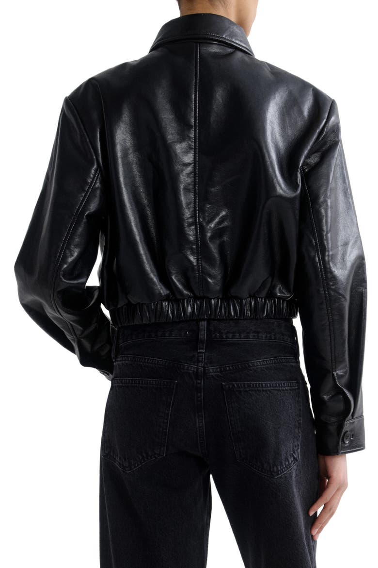 Nahla Cropped Recycled Leather Blend Jacket, Alternate, color, DETOX BLACK