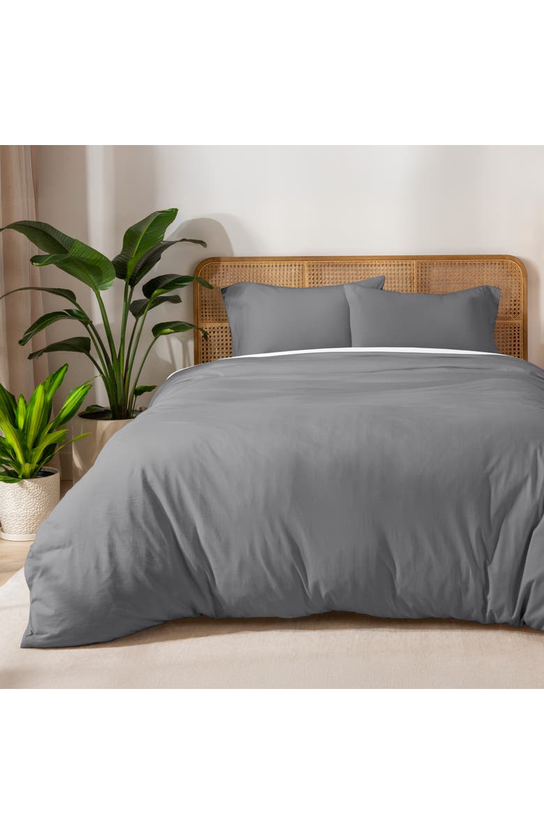 Bare Home Organic Cotton Jersey Duvet Cover & Pillowcase Set, Alternate, color, Grey