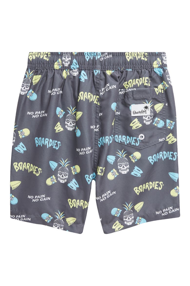 Kids' No Pain No Gain Swim Trunks, Alternate, color, BLACK