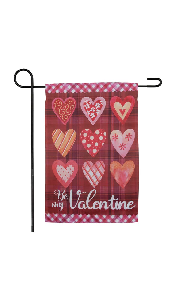 Northlight Be My Valentine Plaid and Heart Garden Flag 18" x 12.5", Alternate, color, Red