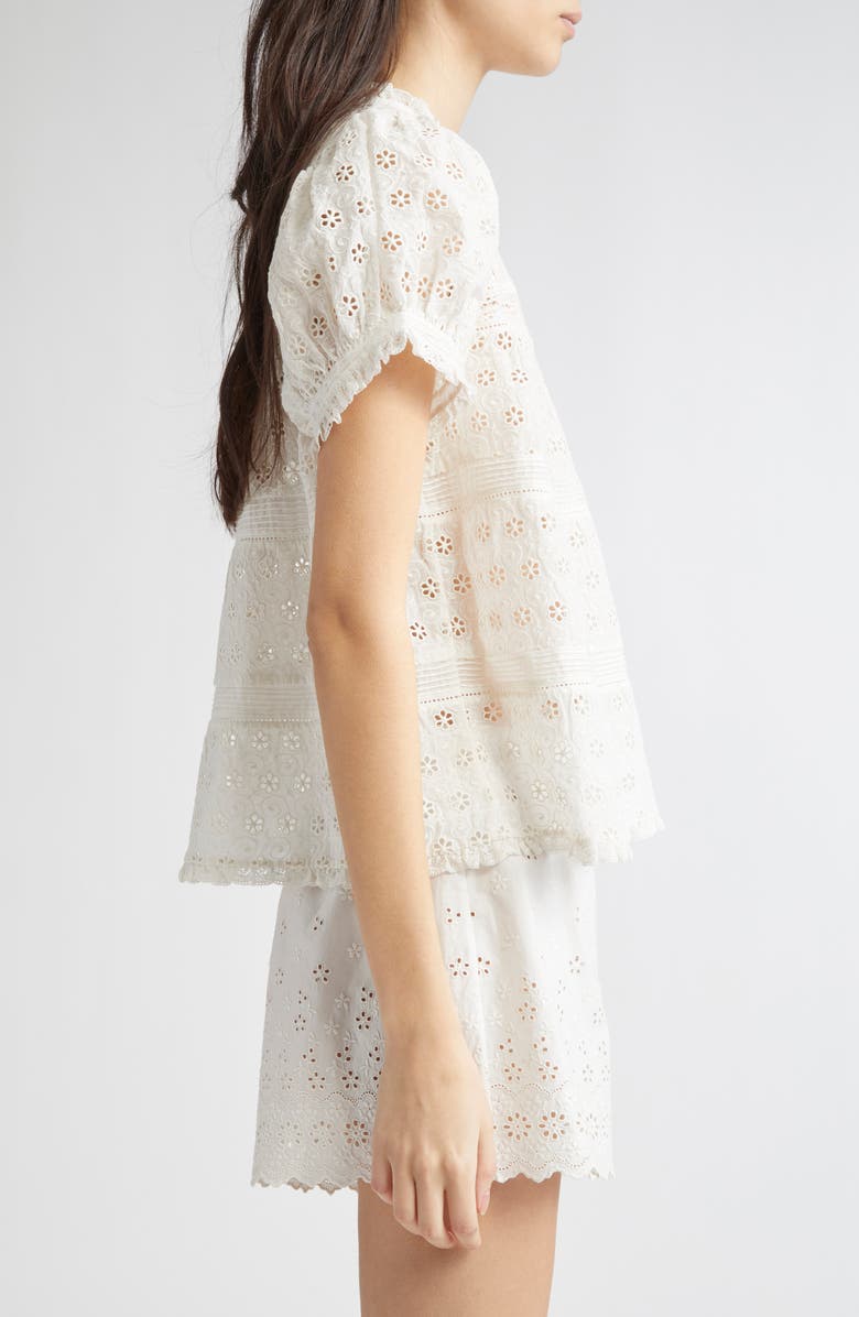 DÔEN Adeline Organic Cotton Eyelet Top, Alternate, color, Salt