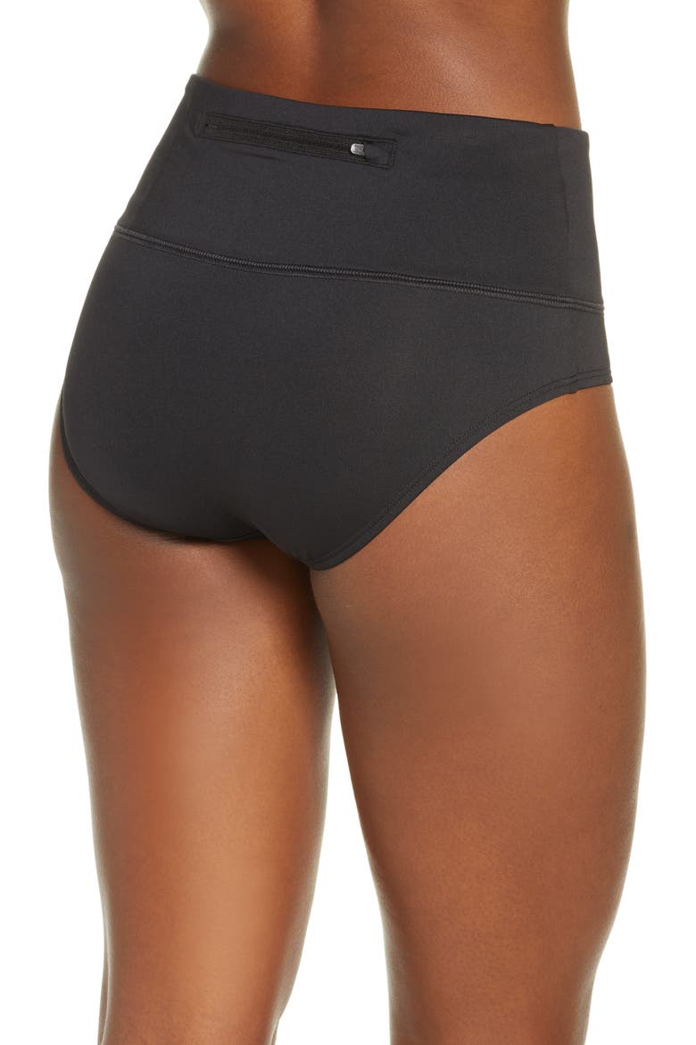 Essential High Waist Bikini Bottoms, Alternate, color, BLACK