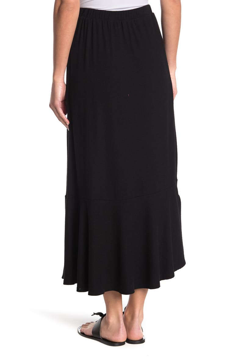 Faux Wrap Midi Skirt, Alternate, color, BLACK