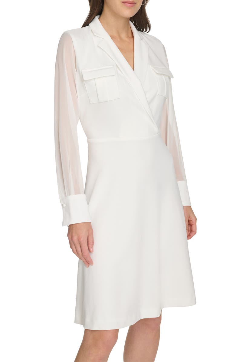 Calvin Klein Surplice Notch Lapel A-Line Dress, Alternate, color,