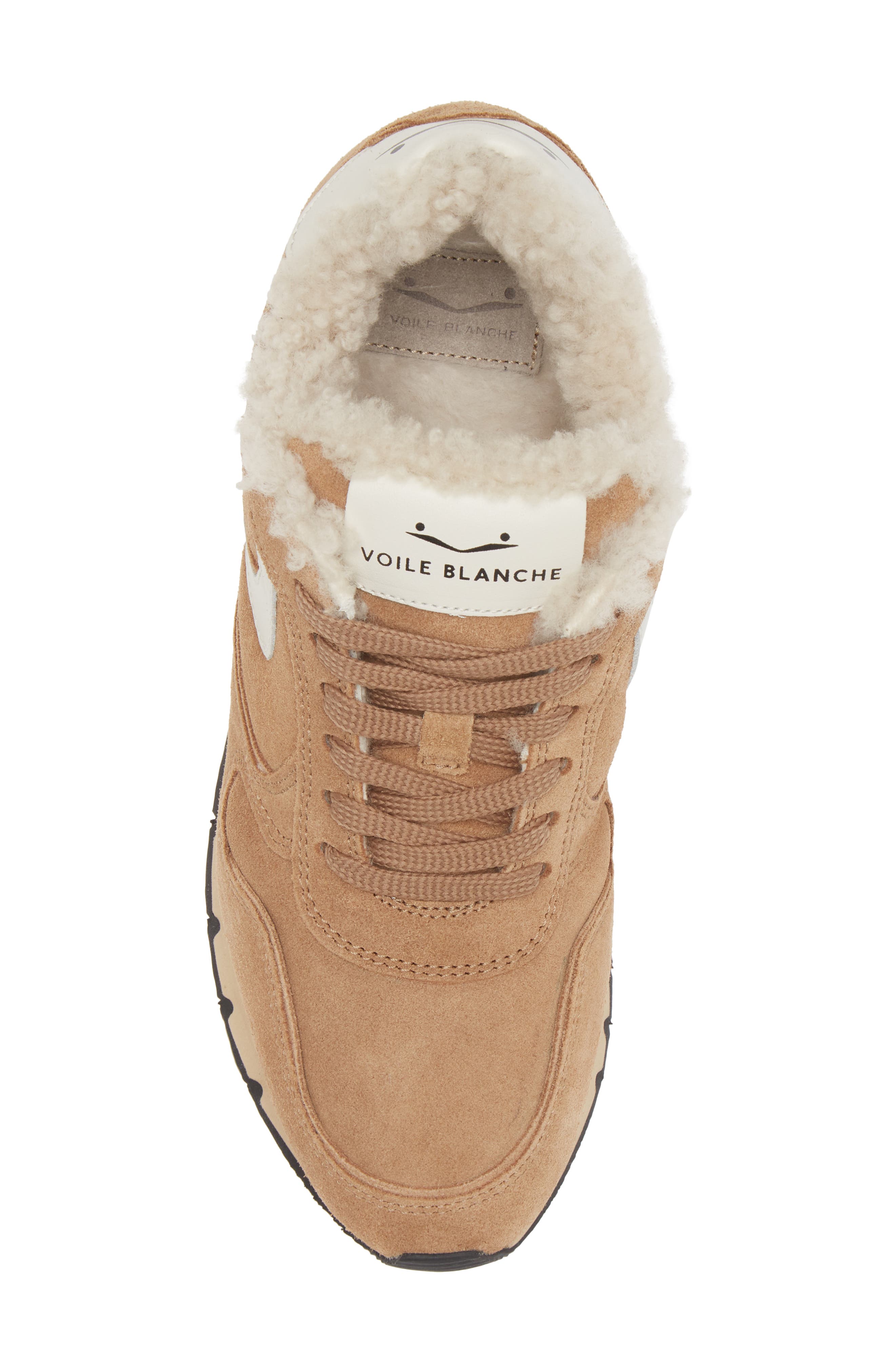 Voile Blanche Julia Genuine Shearling & Suede Sneaker, Alternate, color, Tobacco Ice