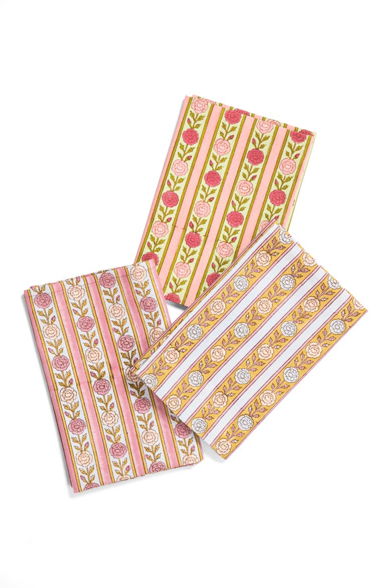 Vintage Floral Stripe Napkins - Set of 4, Alternate, color, Purple