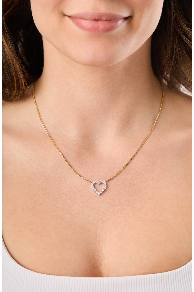 18K Gold Liora Diamond Heart Pendant Necklace (Online Trunk Show), Alternate, color, 18K WHITE GOLD