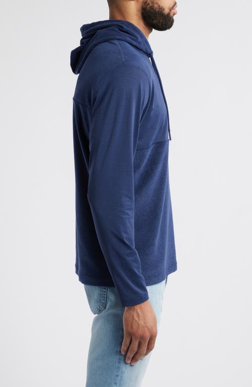 Johnnie-o Haggard Mixed Media Pullover Hoodie In Navy