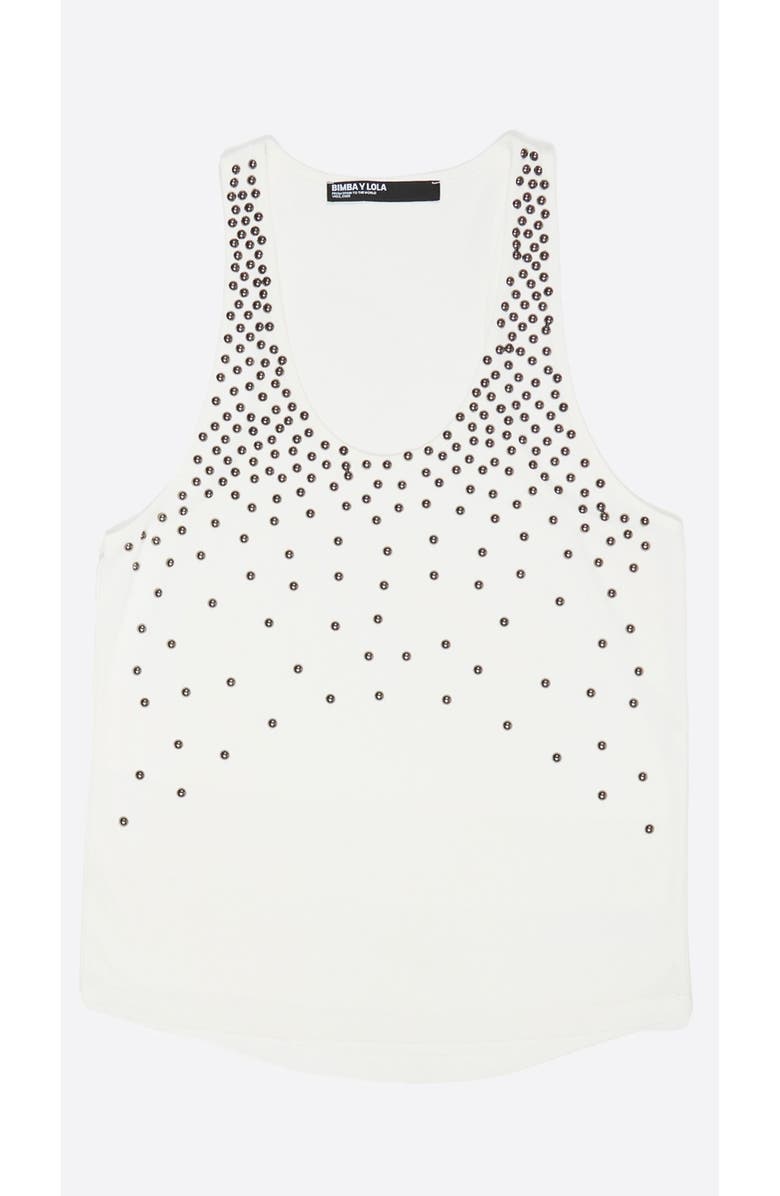 Bimba y Lola Studded Sleeveless T-Shirt, Alternate, color, Ivory