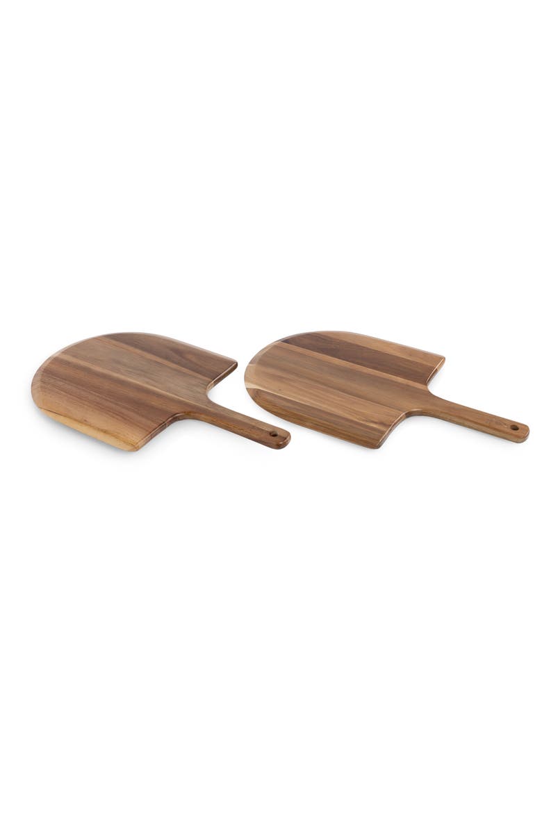 Toscana Acacia Personal Pizza Peel Serving Board Paddle Set of 2, Alternate, color, Acacia Wood