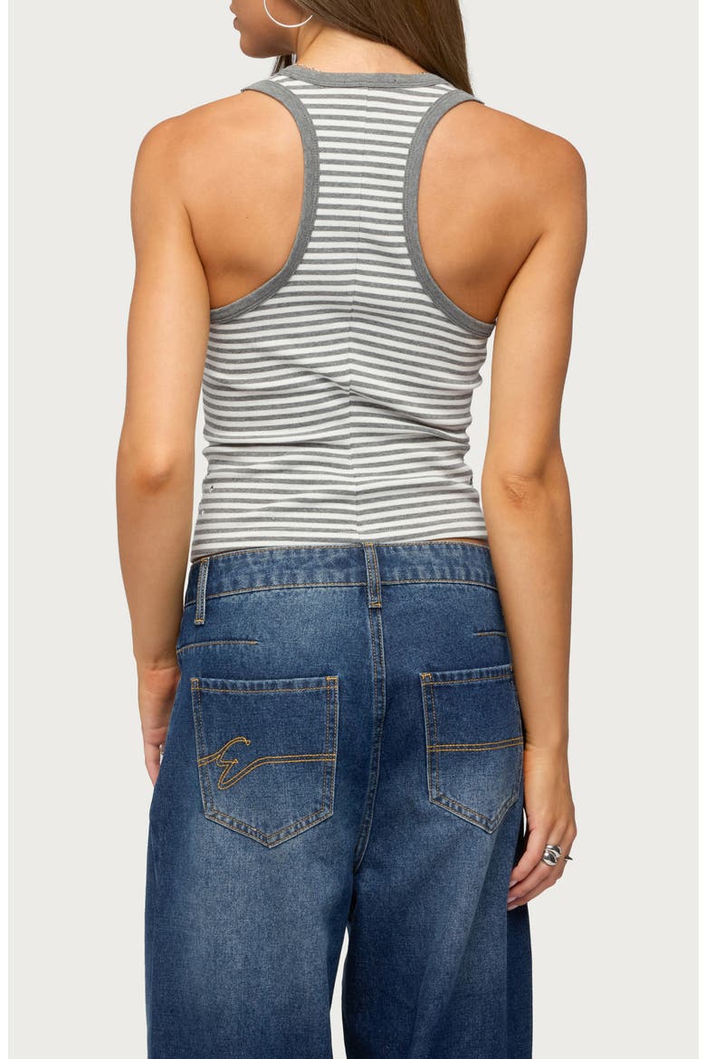 Sindy Stud & Grommet Stripe Racerback Tank, Alternate, color, GRAY-AND-WHITE