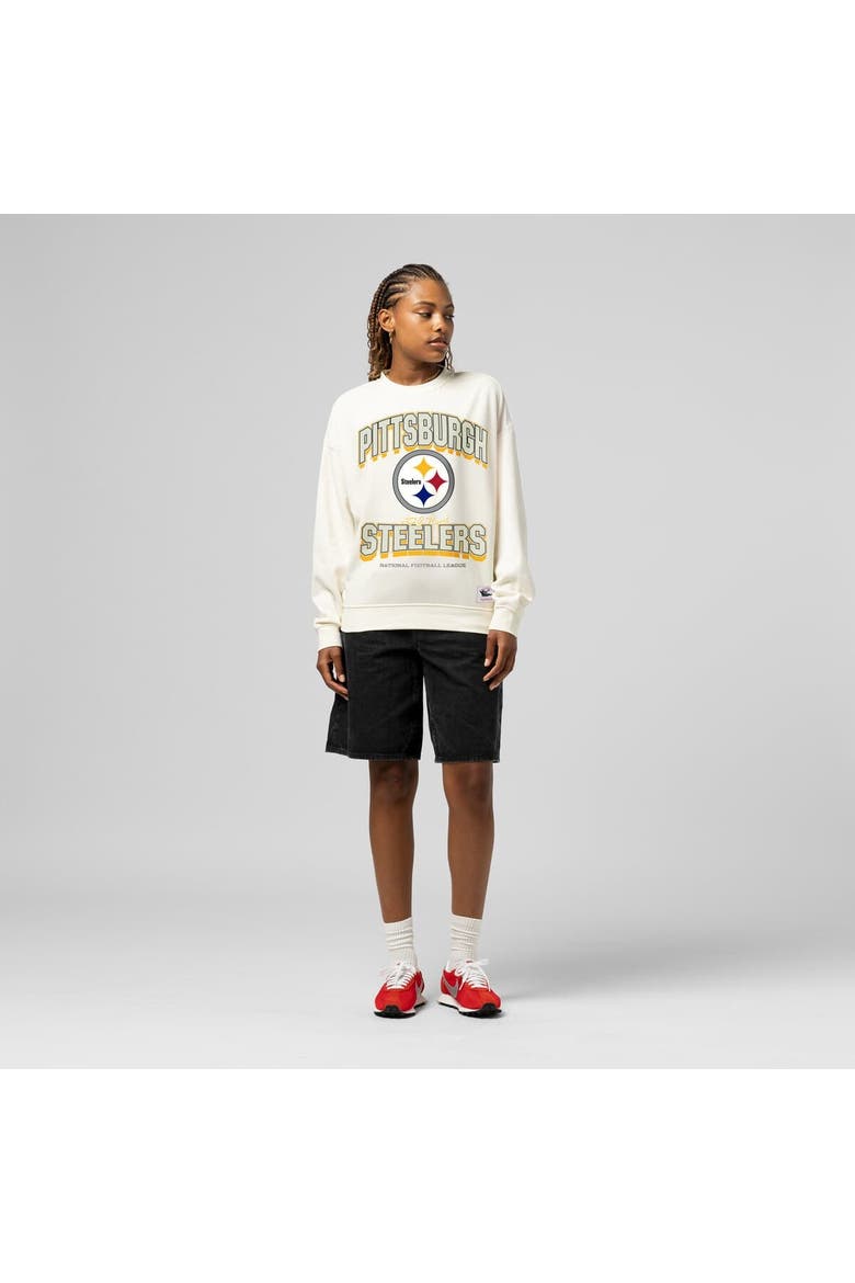 Women's  Mitchell & Ness  Cream Pittsburgh Steelers Tonal Arch Sweatshirt, Main, color, Cream