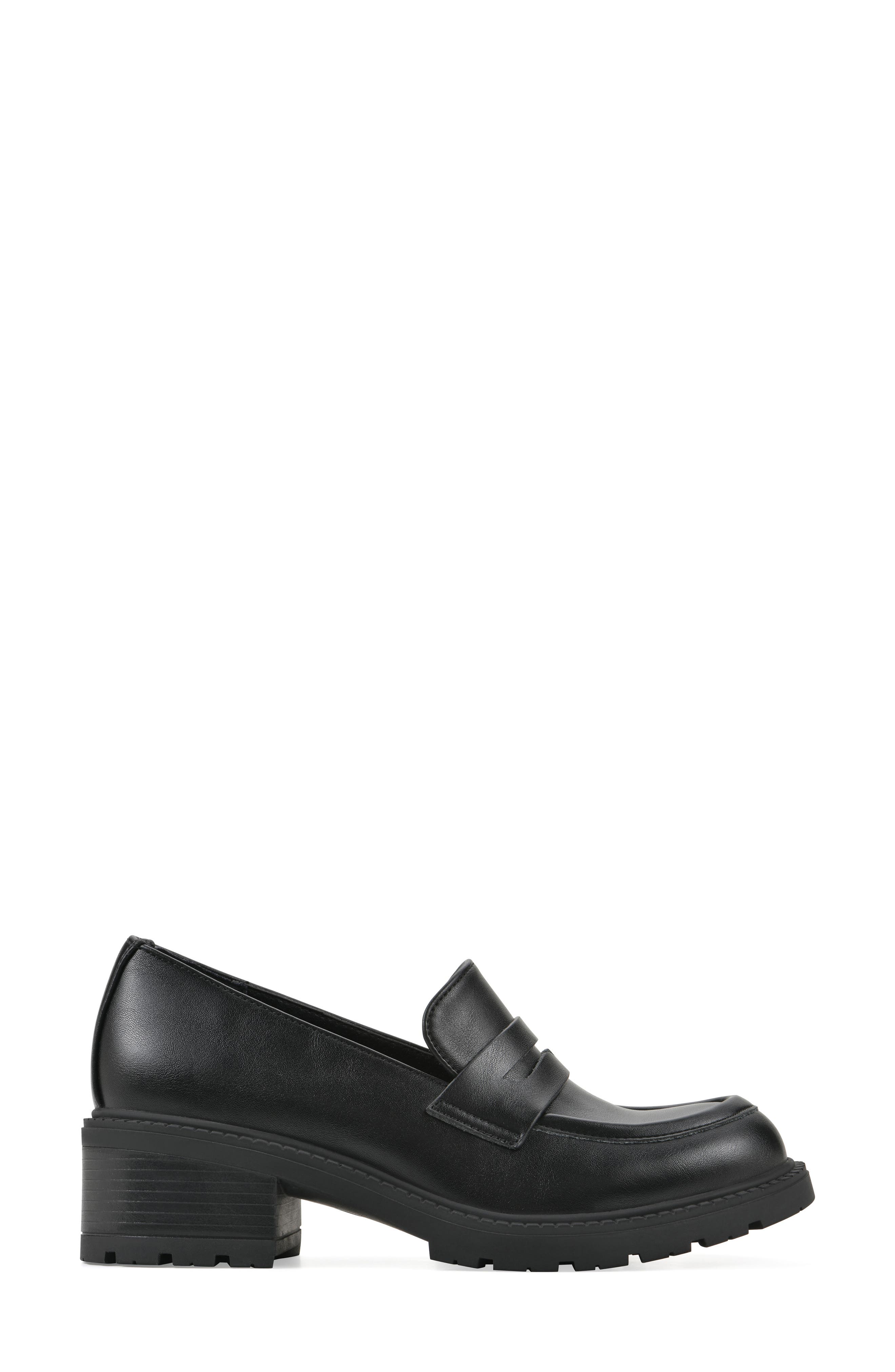 Brigetty Heeled Penny Loafer, Alternate, color, BLACK/ SMOOTH
