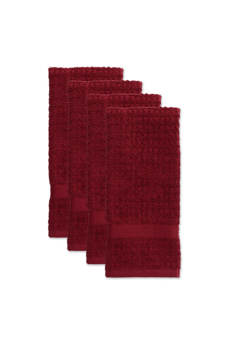 Waffle Terry Dishtowel Set/4, Alternate, color, Wine