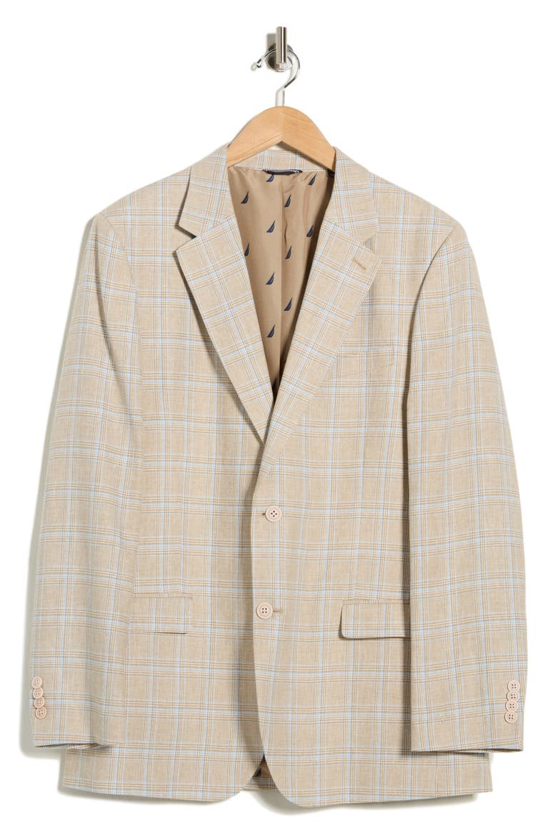 Plaid Cotton & Linen Blend, Main, color, TAN