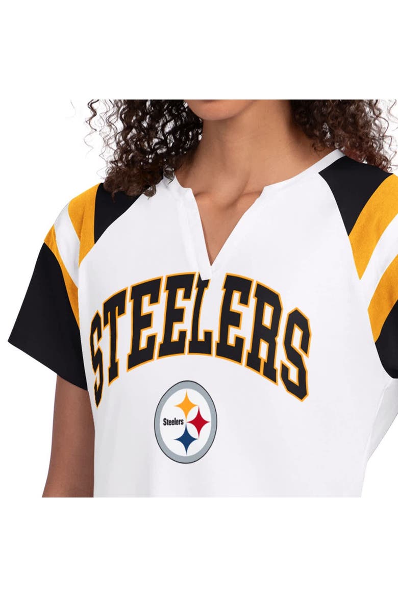 Women's Starter  White Pittsburgh Steelers Game On Notch Neck T-Shirt, Alternate, color, White