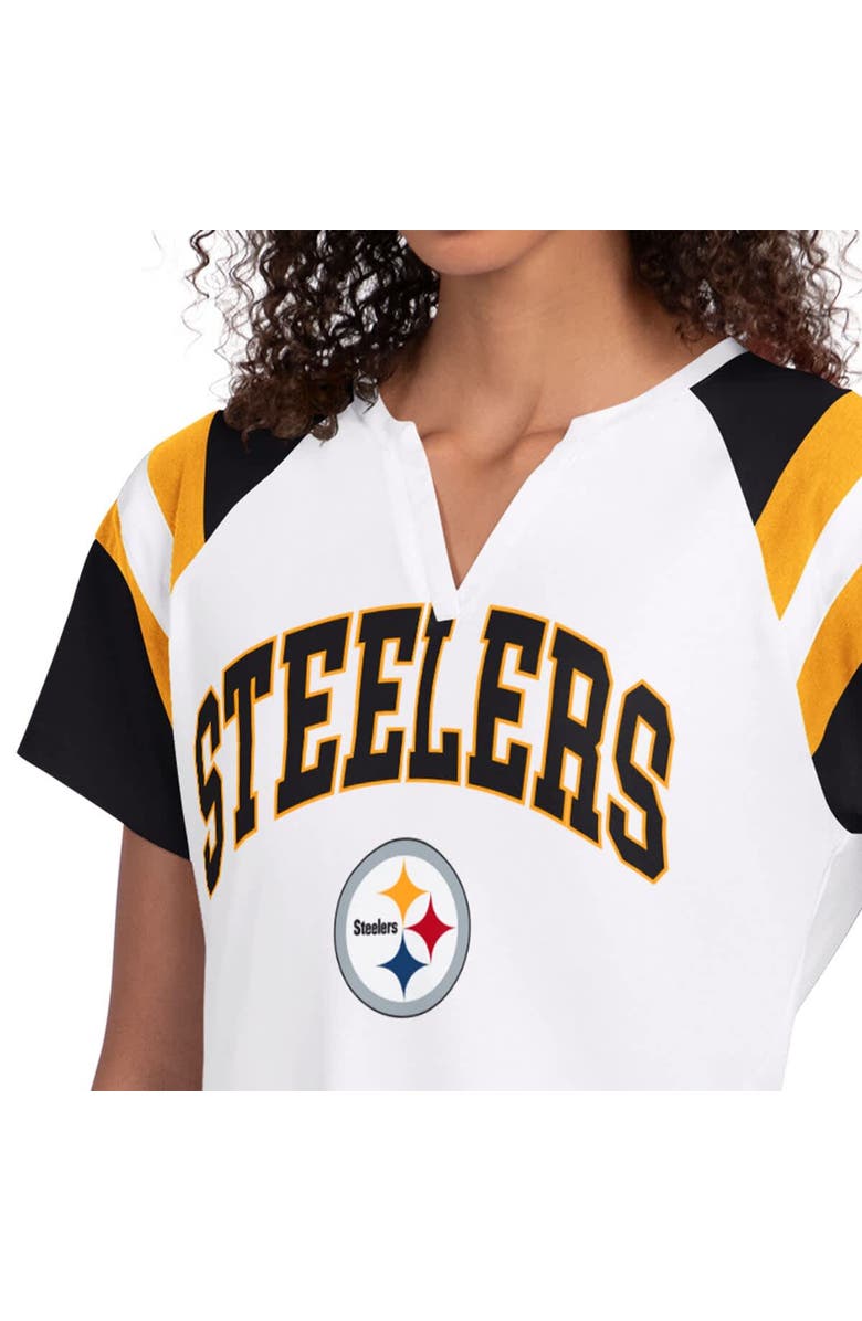 STARTER Women's Starter White Pittsburgh Steelers Game On Notch Neck T-Shirt, Alternate, color, White