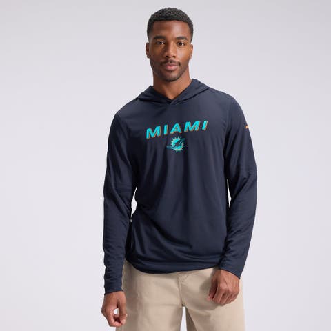 Men's Nike  Navy Miami Dolphins Rivalries Collection Sideline Lightweight Hooded Long Sleeve Top