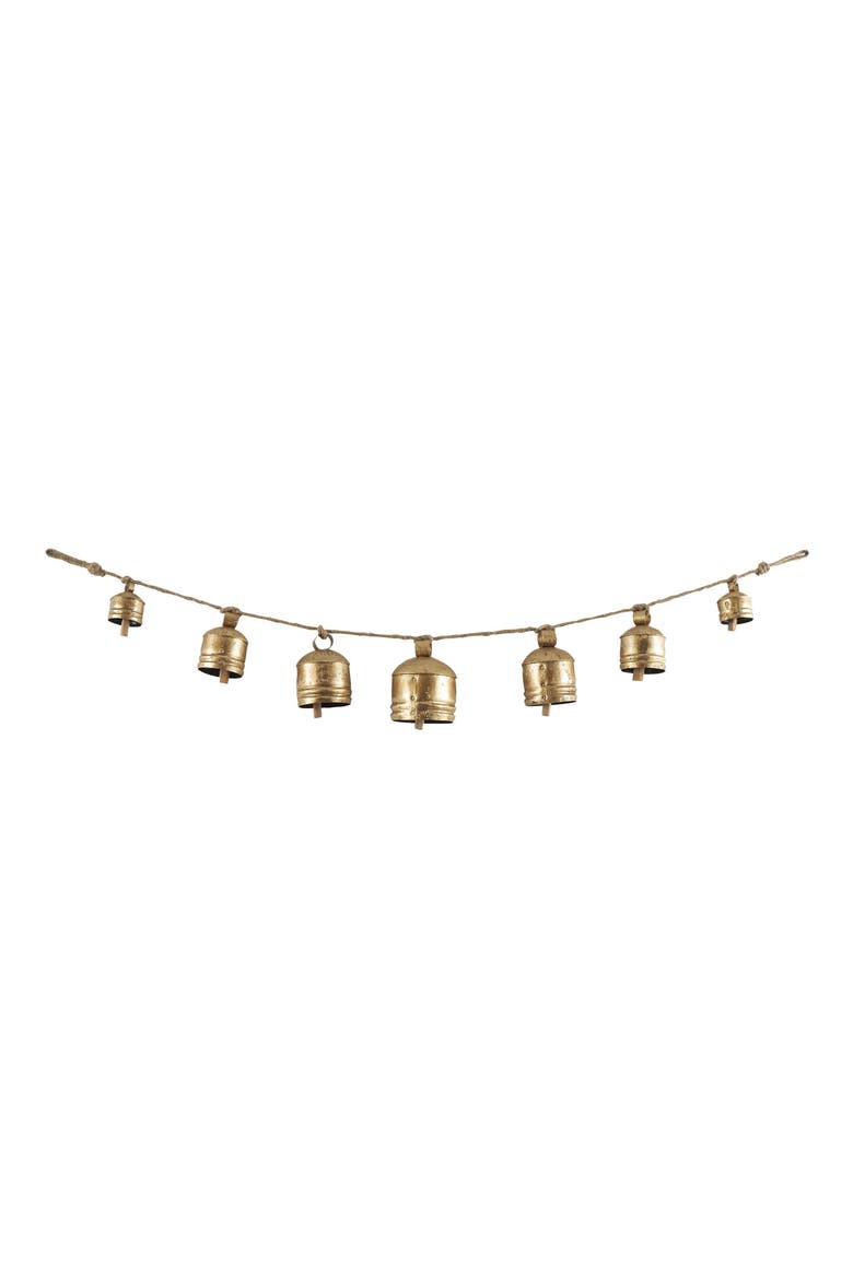 Bohemian Metal Cow Bell Garland, Main, color, GOLD