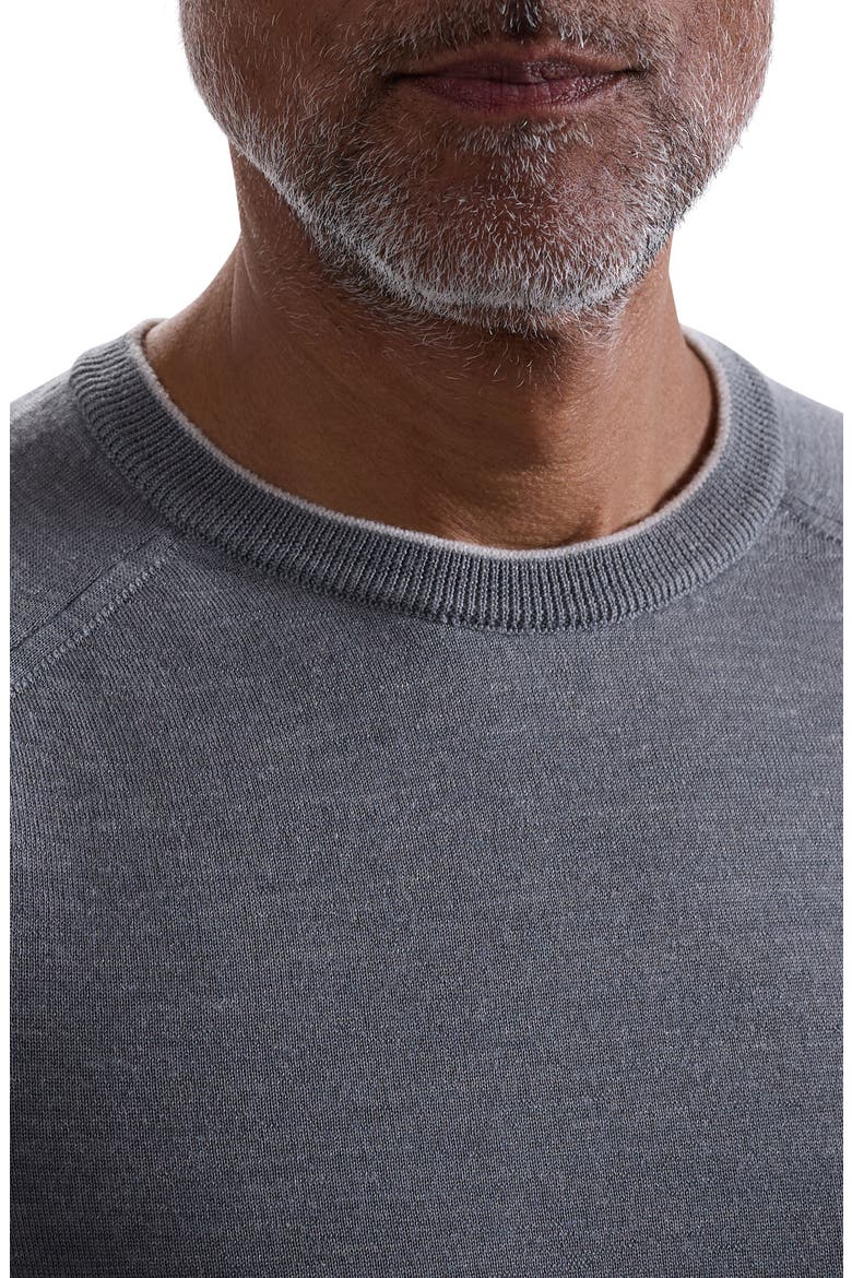Tipped Merino Wool, Silk & Linen Crewneck Sweater, Alternate, color, ZINC