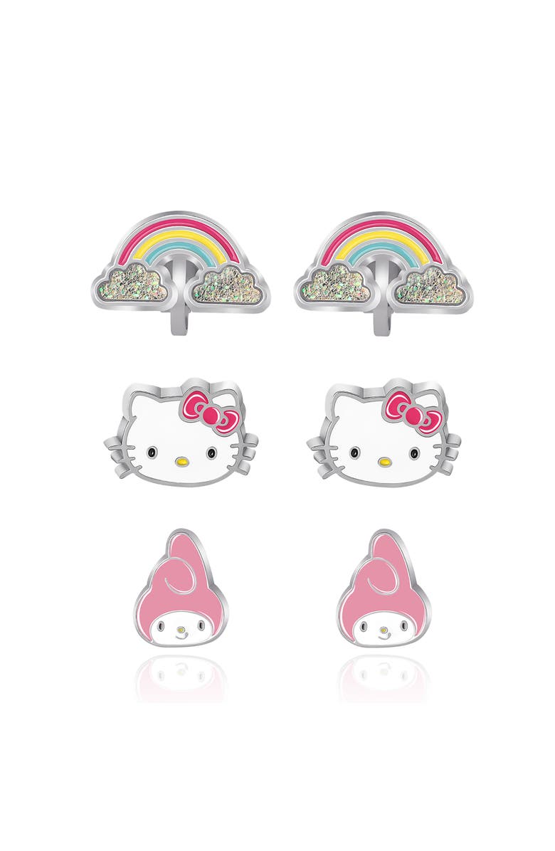 Hello Kitty Clip On Earrings 3-Pack, Rainbow, My Melody and Hello Kitty Earrings, Alternate, color, Multicolor