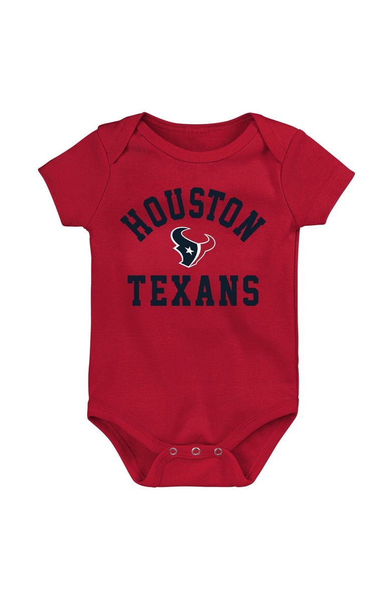 Outerstuff Newborn & Infant Navy/Red/Heather Gray Houston Texans Three-Pack Eat, Sleep & Drool Retro Bodysuit Set, Alternate, color, 