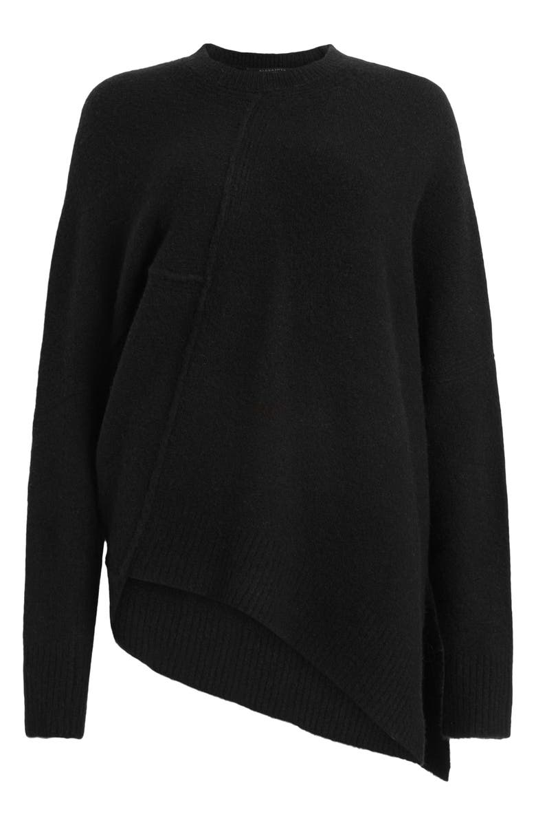 AllSaints Lock Asymmetric Hem Crewneck Sweater, Alternate, color,